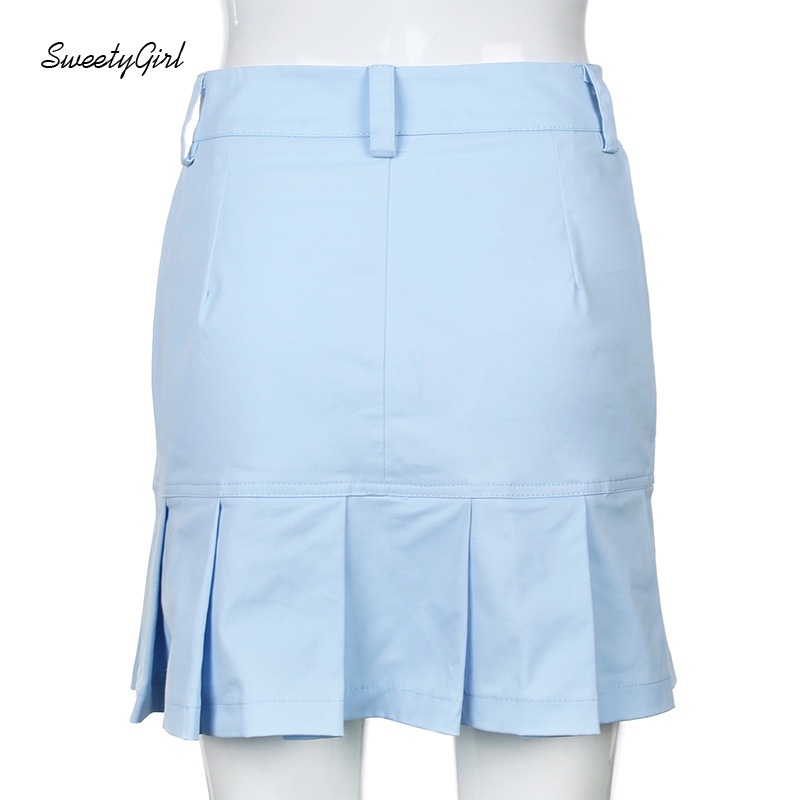 Chân Váy Ngắn Xếp Ly Cạp Cao Màu Trơn Thời Trang Phong Cách Đường Phố Cho Nữ