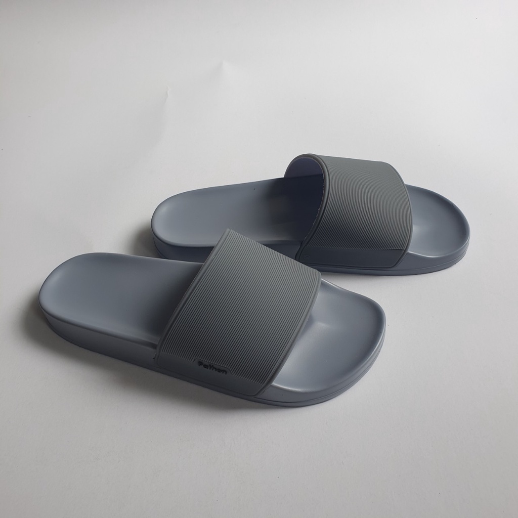 Dép nam nữ quai ngang slipper Pathon quai PVC và đế PU xám quai xám Mẫu SD66
