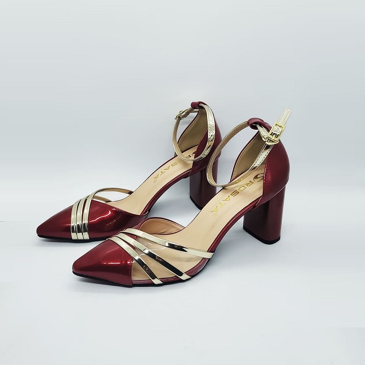 Giày sandal nữ cao gót 7 phân hàng hiệu rosata đẹp hai màu đen đỏ ro351