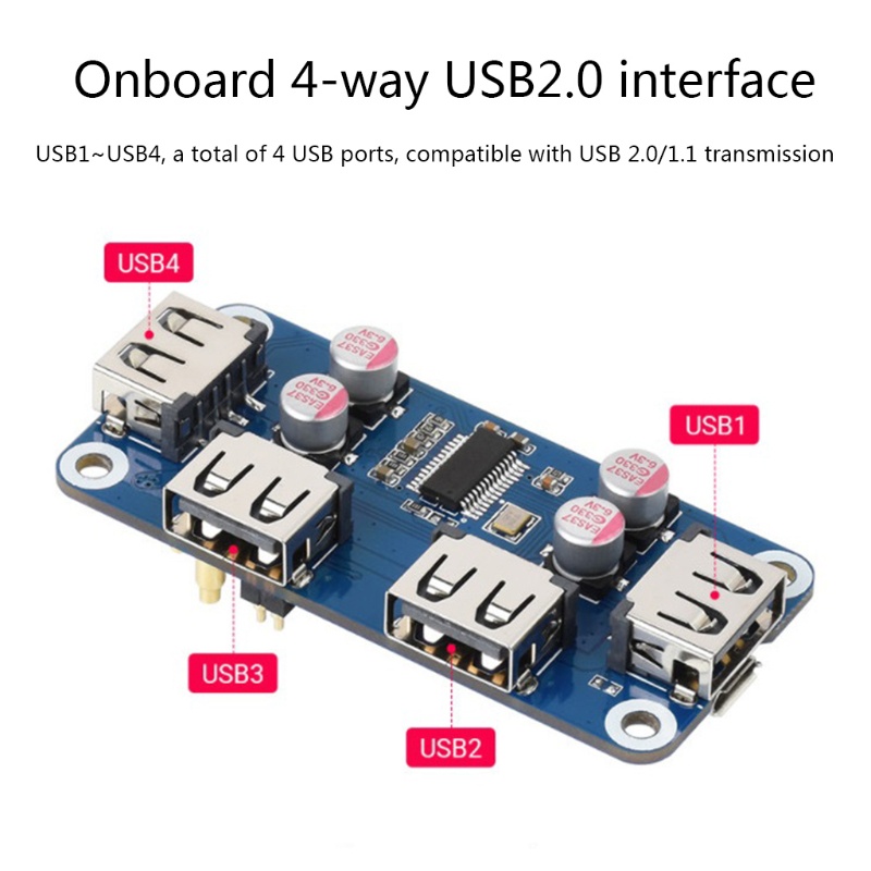 Bảng mạch mở rộng USB 2.0 HUB HAT cho Raspberry Pi 4 B 3 B+ 3 B 2B Zero Zero&lt;br&gt;