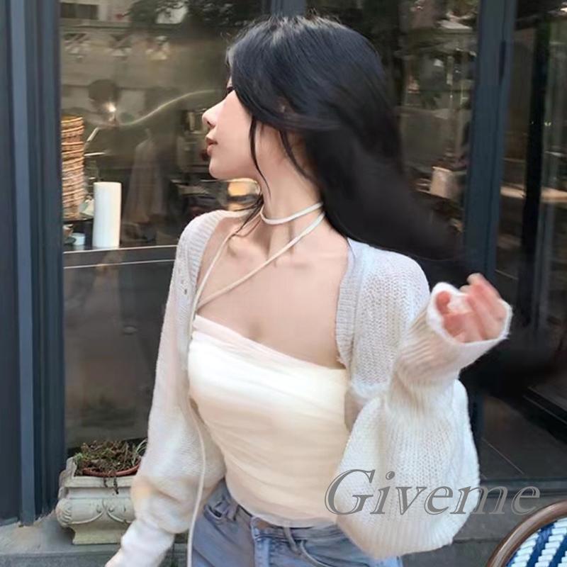 Áo Croptop Hai Dây Vải Tuyn Màu Trơn Thời Trang Mùa Hè Cho Bạn Gái