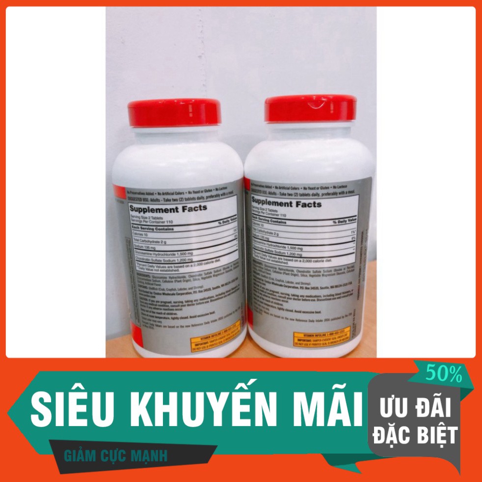 GIẢM GIÁ 30% Viên uống Glucosamine 1500mg & chondroitin 1200mg 220 viên - Glucosamin Kirkland GIẢM GIÁ 30%