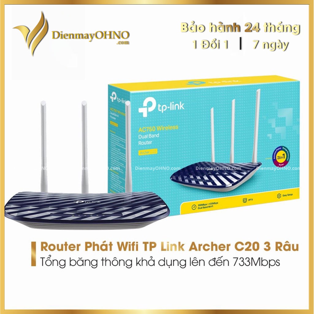 Bộ Cục Phát Sóng Wifi TP - Link Archer C20 300Mps Thiết BỊ Phát Sóng Wifi Tốc Độ Cao Ổn Định- OHNO VIỆT NAM