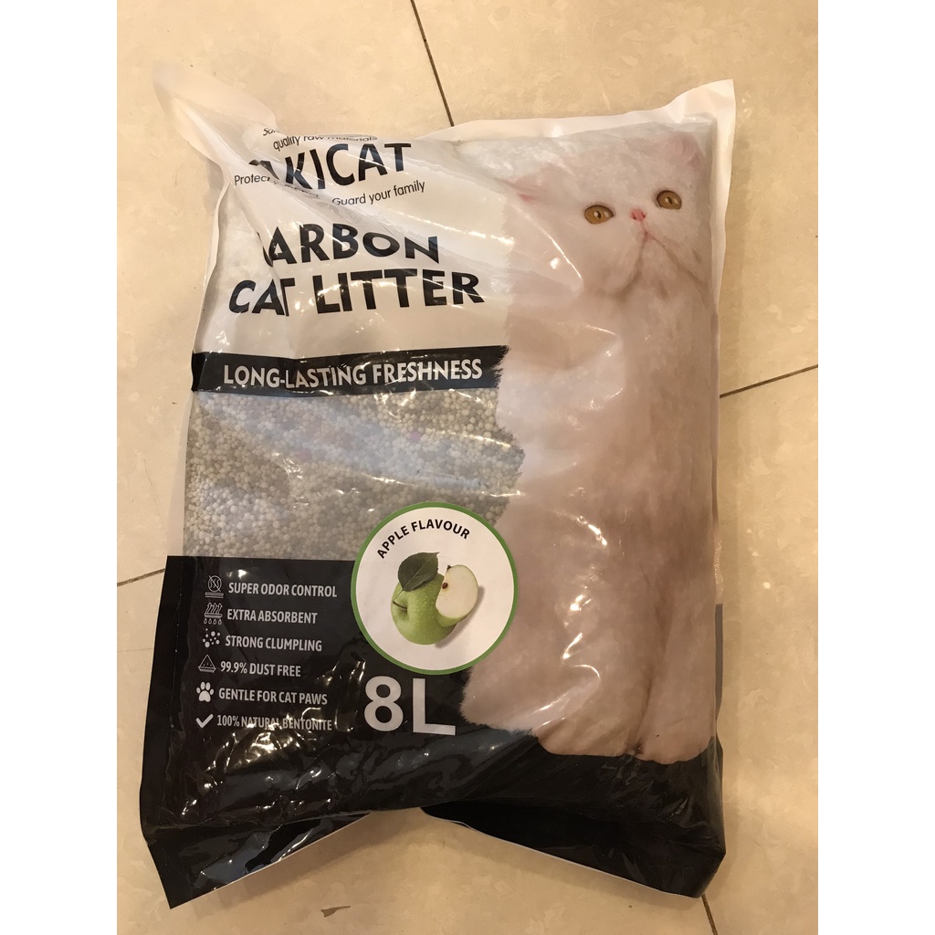 Cát vệ sinh cho mèo Akicat bao 8L chứa than hoạt tính vón cục khử mùi tốt