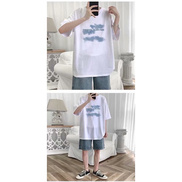 Áo thun tay ngắn in họa tiết đám mây phong cách hip hop có 3 màu tùy chọn cho size M-8Xl 150Kg