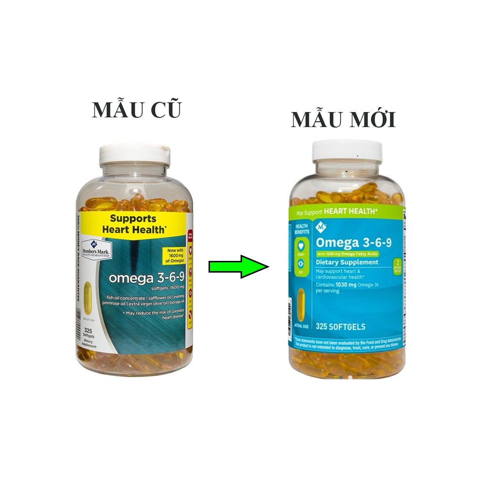 Viên Dầu Cá Của Mỹ Member's Mark Fish Oil 3-6-9 325 Viên ( Mẫu Mới )