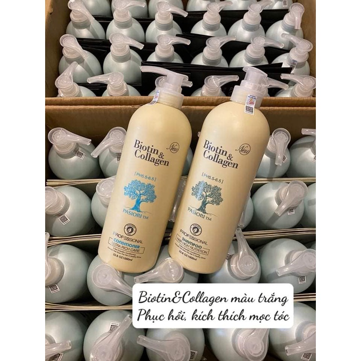 🛑FreeShip🛑Cặp Dầu Gội Xả Biotin Collagen Trắng | Giảm Rụng Tóc,Phục Hồi Tóc Khô Xơ, Hư Tổn ⚜️Hàng Chính Hãng⚜️ g