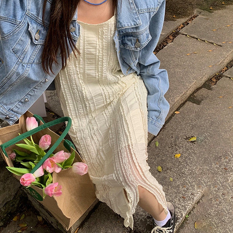 Đầm Hai Dây Dáng Ôm Phong Cách Pháp Thời Trang Cao Cấp Cho Nữ