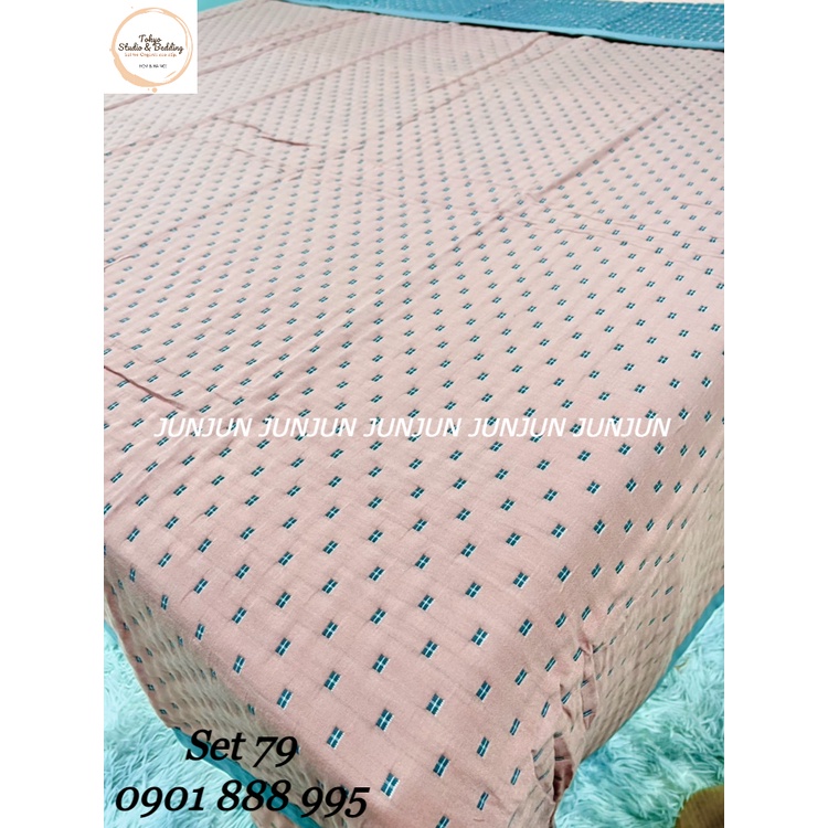 N32_SET Chăn Ga Gối vải Xô Organic sợi đậu nành dòng cao cấp