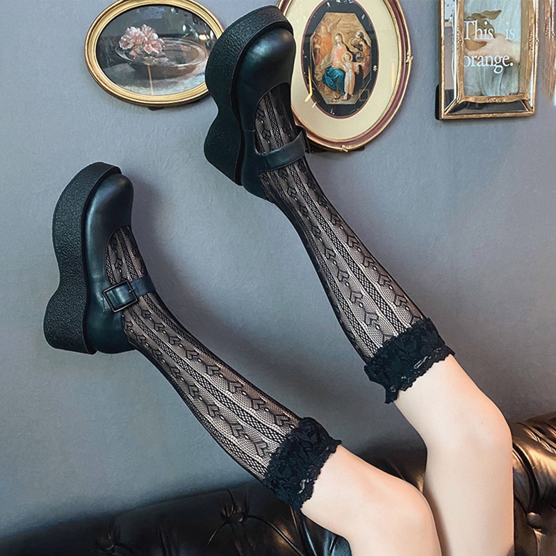 Vớ ống dài phối ren phong cách lolita Nhật Bản dễ thương cho nữ 2022 X