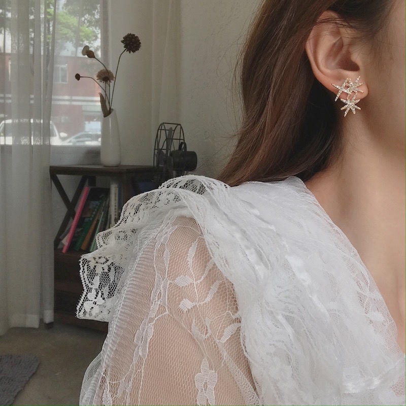 Bông Tai Hình Ngôi Sao Đính Đá Xinh Xắn Thời Trang Dành Cho Nữ