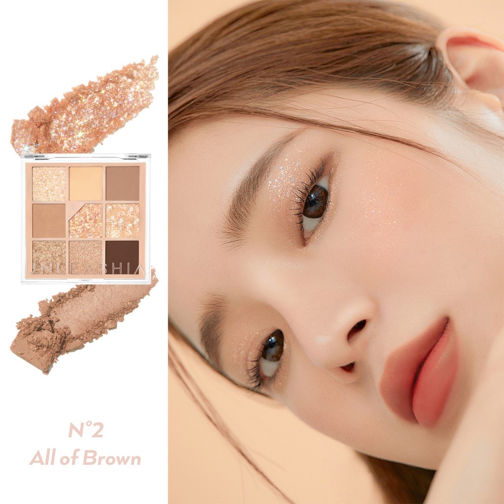 Bảng phấn mắt 9 ô màu Unleashia Glitterpedia Eye Palette trang điểm mềm mịn lâu trôi 7.6g