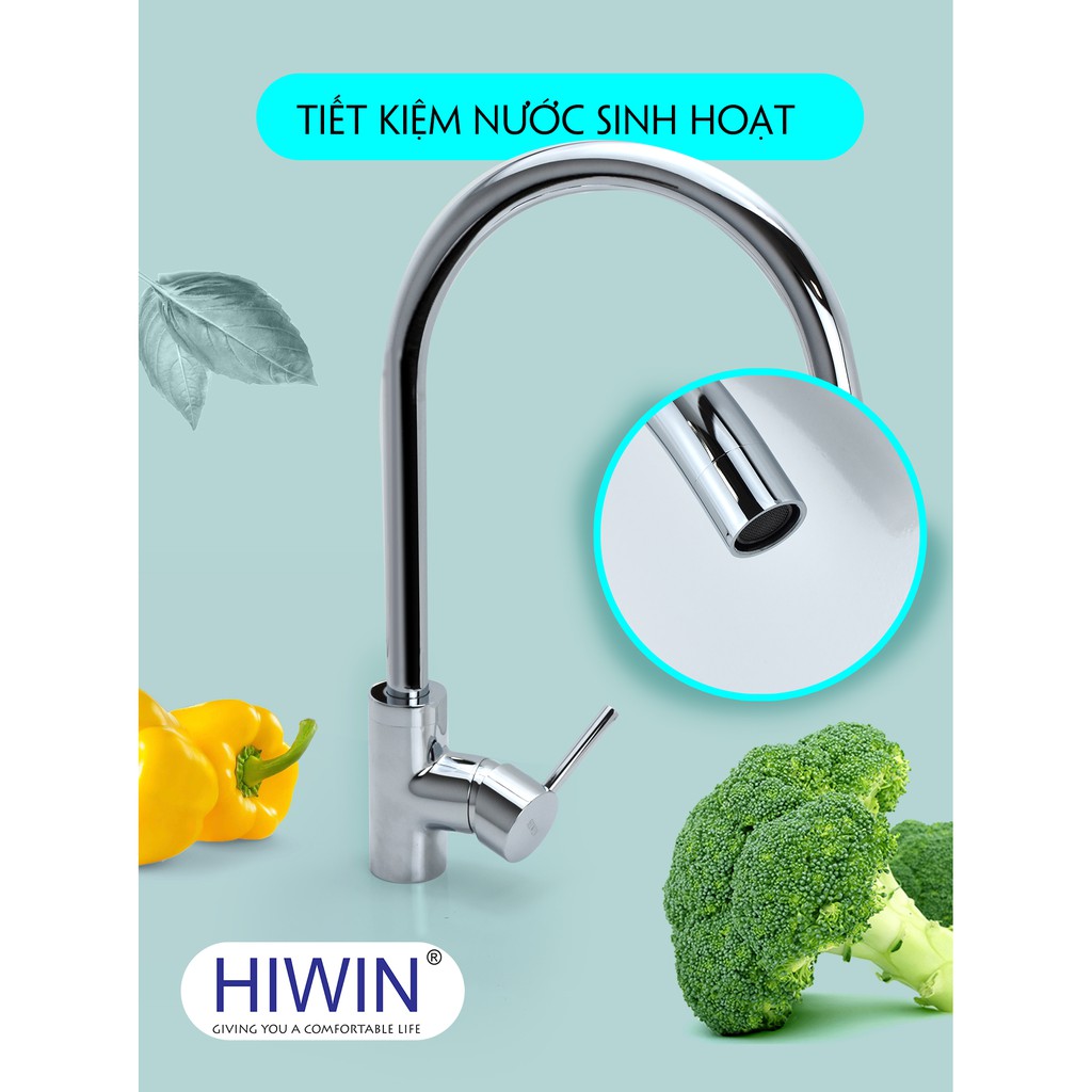 Vòi bếp nóng lạnh chất liệu đồng cao cấp Hiwin KF-923 400x250x50mm