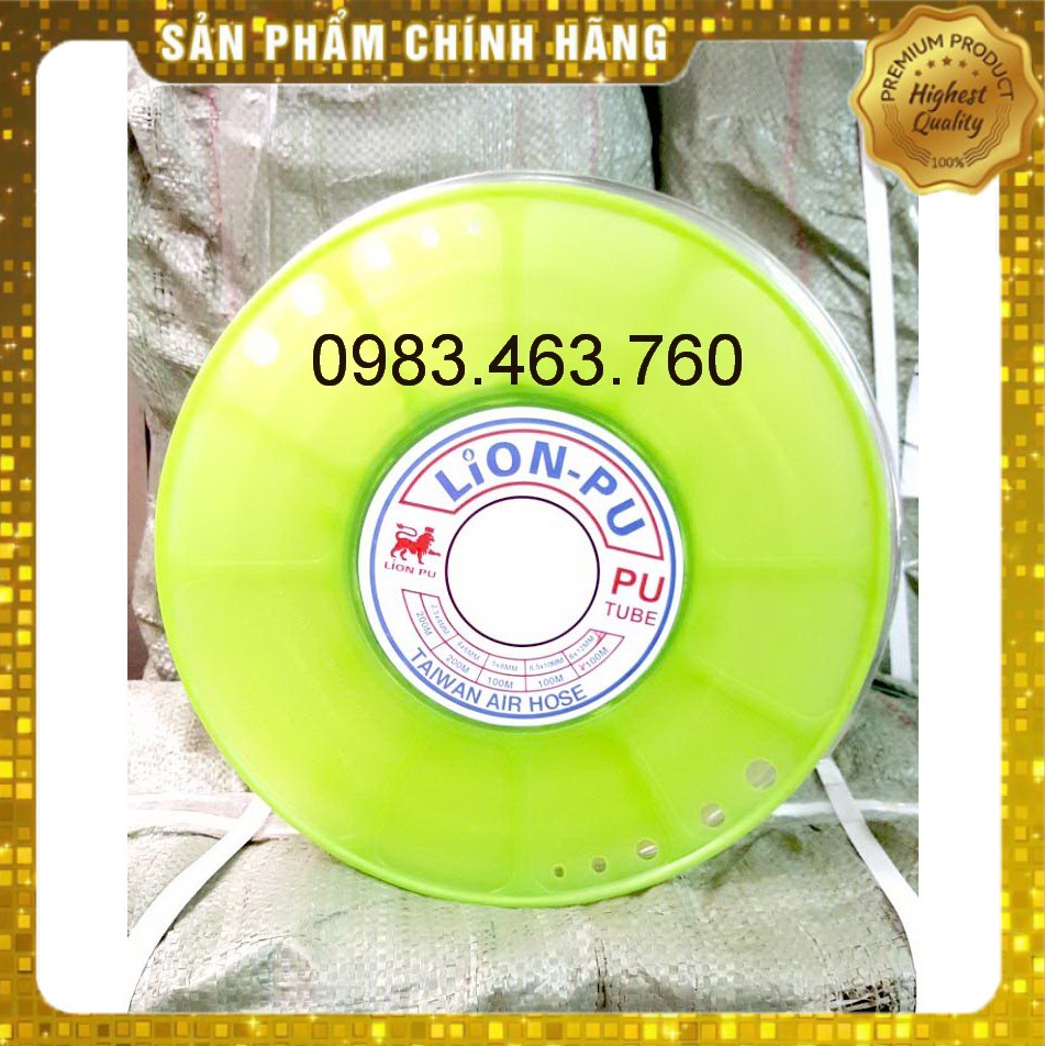 DÂY HƠI PU KHÍ NÉN LION ỐNG 6.5 *10 mm* 100 MÉT- TRẮNG CAO CẤP