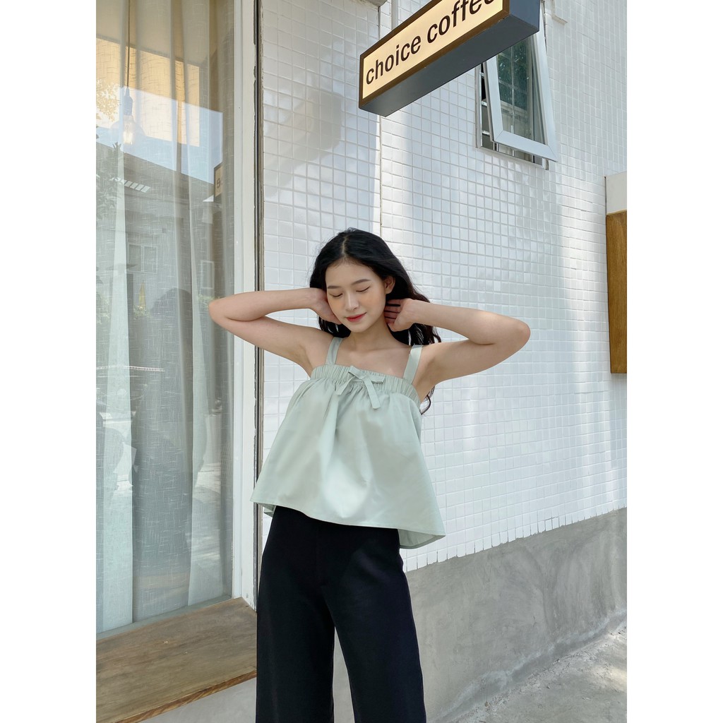 YU CHERRY | Áo babydoll nữ nơ nhỏ trước ngực Bowy Top YA380