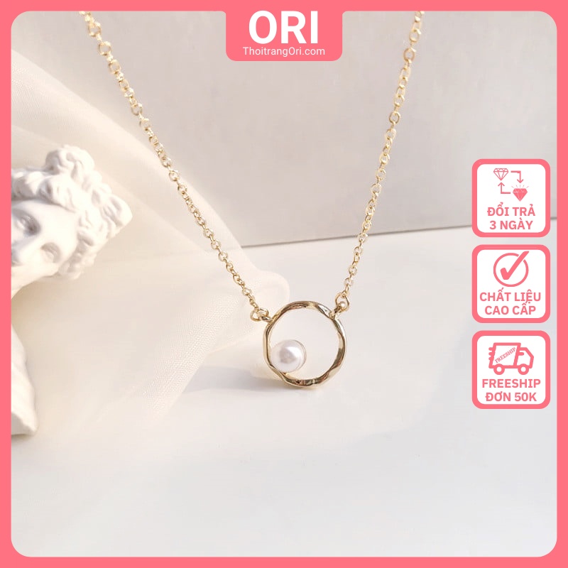 Dây chuyền họa tiết Circle Pearl đơn giản tinh tế ORI D067