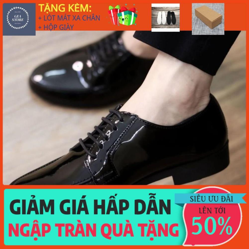 Giày tây nam công sở giá rẻ tăng chiều cao phong cách trẻ trung chất liệu da bóng đế cao su đúc - Mã GEA43 *