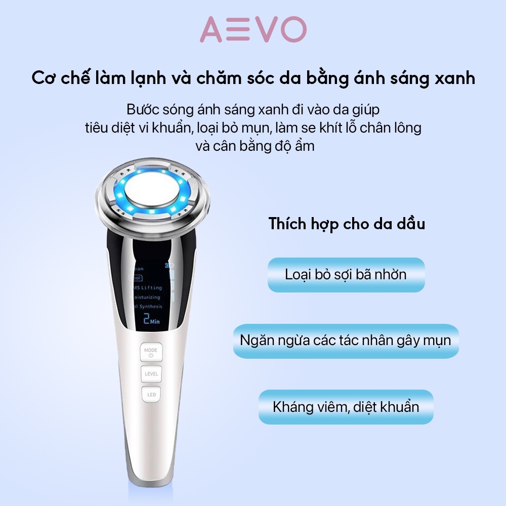 Máy chăm sóc da AEVO Hot & Cool 7 in 1 giúp chống lão hóa, mụn đầu đen, se khít lỗ chân lông, nâng cơ khoá ẩm