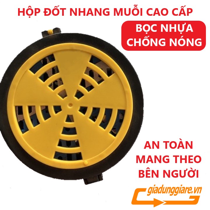 Hộp đốt nhang muỗi BỌC NHỰA chống nóng an toàn khay đựng hương muỗi có kèm sẵn móc treo kẹp dây lưng mang theo tiện lợi