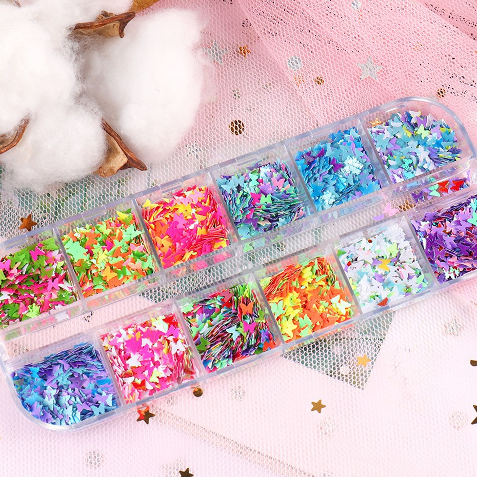 Khay Bướm Neon Dạ Quang Đính Móng