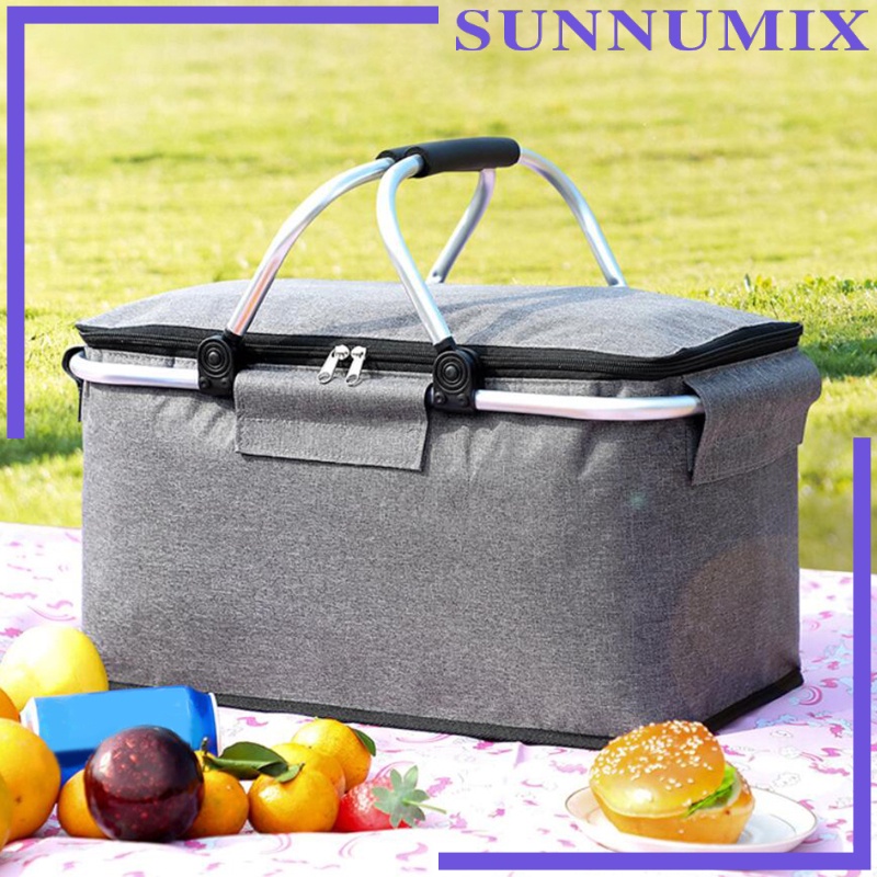 Giỏ Đựng Đồ Cách Nhiệt Màu Đen Có Thể Gấp Gọn Tiện Dụng Mang Theo Dã Ngoại Cho Nam Và Nữ