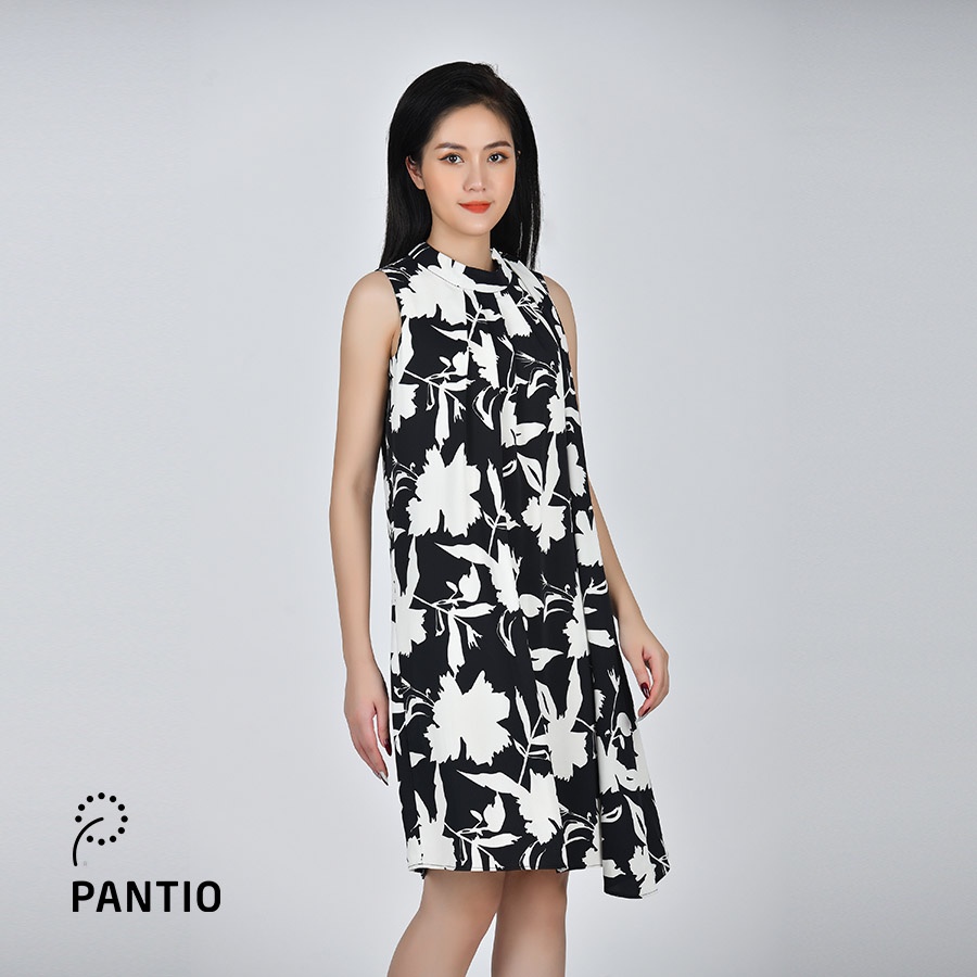 FDP52747 - Đầm dạo phố sát nách hoạ tiết hai màu - PANTIO