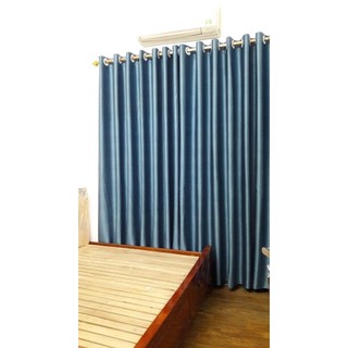 Combo 10 tấm rèm màu xanh dương + bộ thanh treo