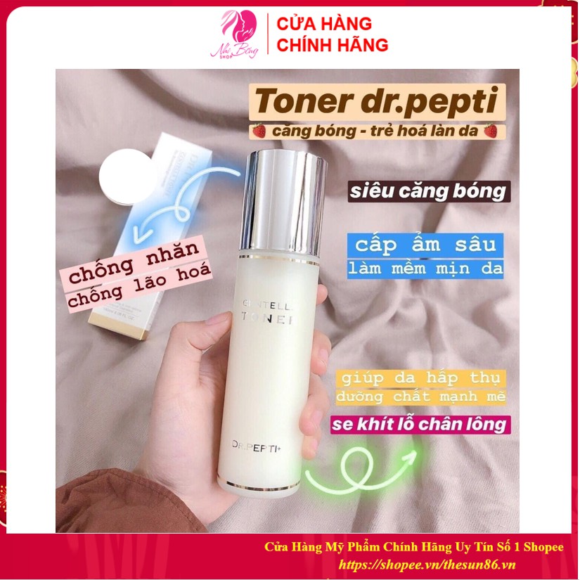 Nước Hoa Hồng - Toner Căng Bóng DR.PEPTI Hàn Quốc 180ml mẫu mới nhất có vòi gấp đôi lượng pepti