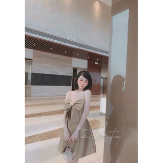 Đầm phi 2 dây dáng xoè đen, hồng, nude