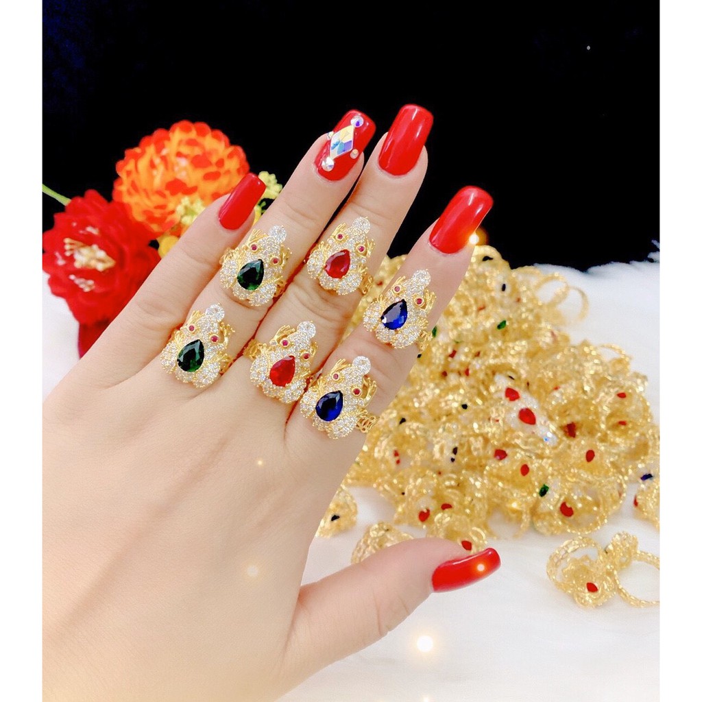 Nhẫn cóc (Màu đỏ) ❤ Nhẫn nữ mạ vàng thiết kế cao cấp - VA021