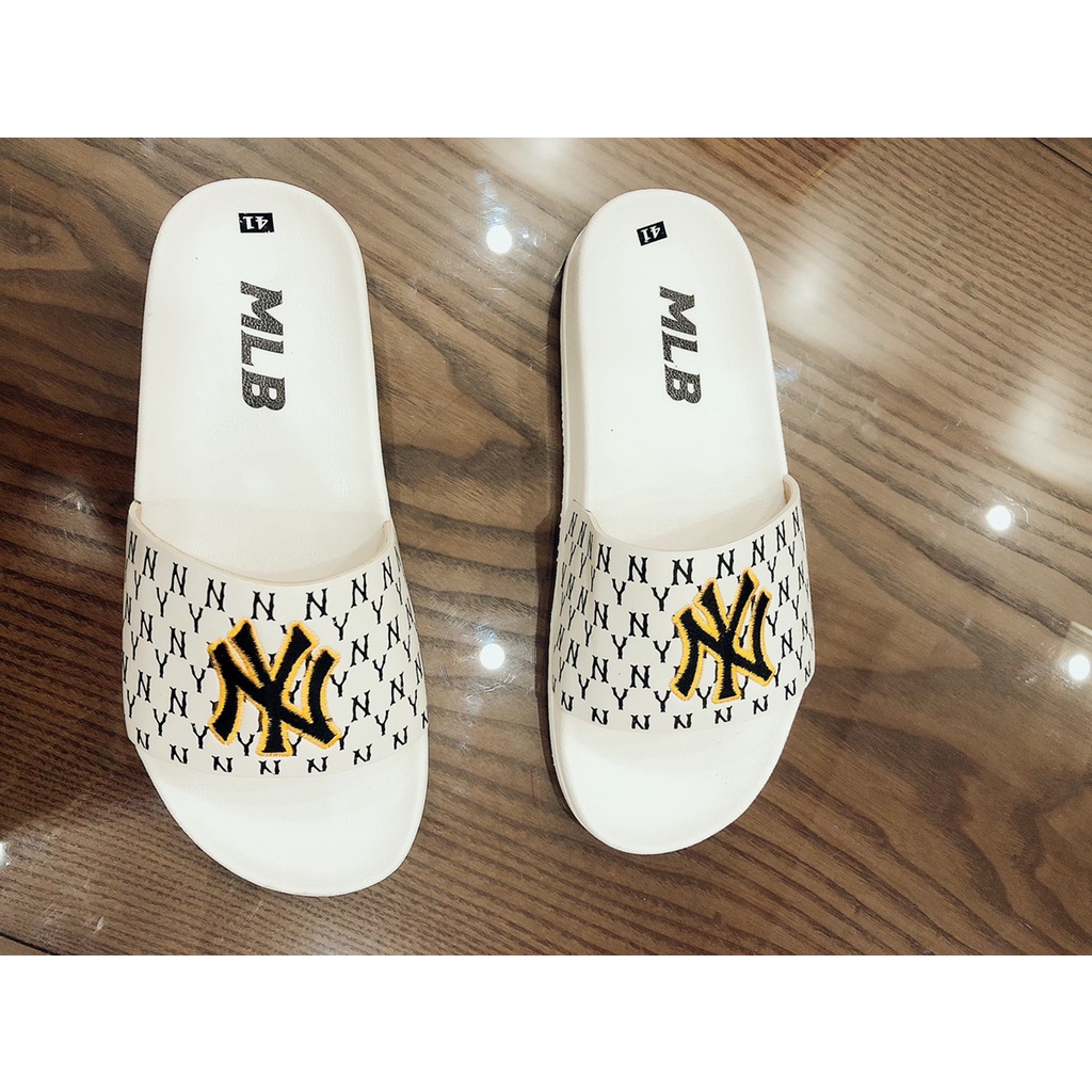 Dép unisex ❤️FREESHIP + Hộp❤️ dép mlb ny bóng chày quai ngang thể thao nam nữ Thêu NY KAWANA