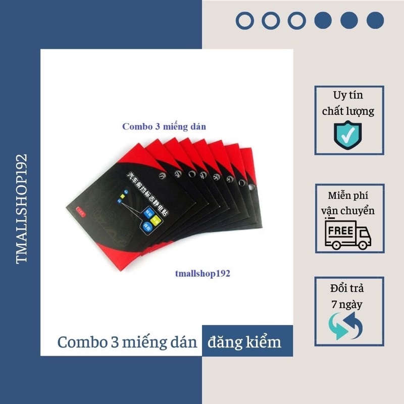 Combo 3 miếng dán tem đăng kiểm, kiểm định trên xe hơi - ô tô, trong suốt 2 lớp chống nước chống ẩm bảo vệ tốt cho tem