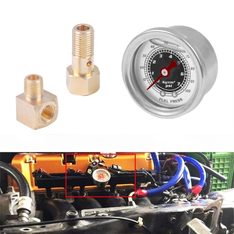 Đồng Hồ Đo Áp Suất Nhiên Liệu 1 8 NPT 100PSI Cho Civic 88-91 S2000 00-03