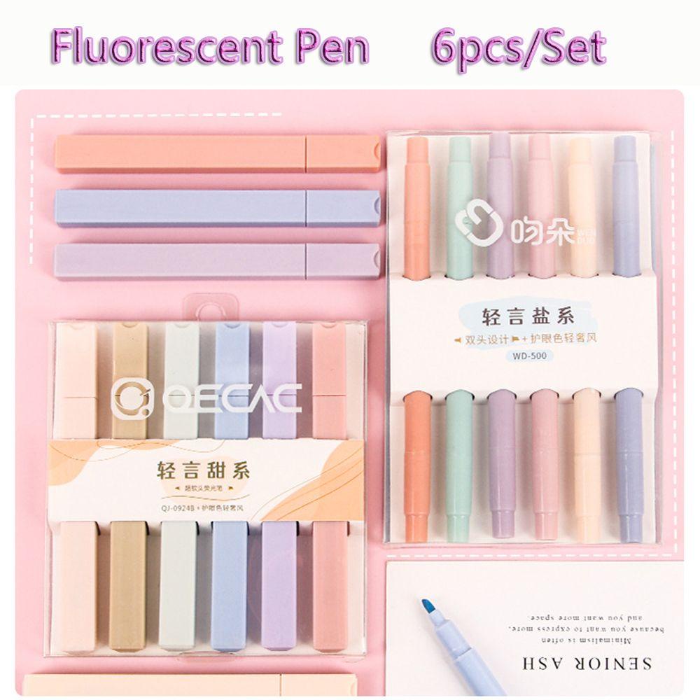 Set 6 Bút Đánh Dấu Hai Đầu Dạ Quang