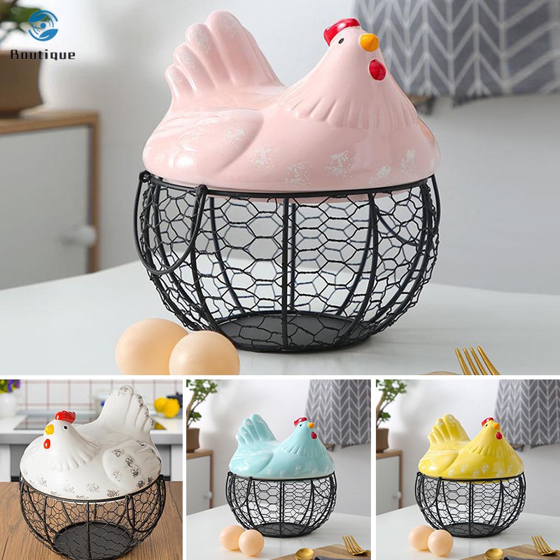 Rổ Đựng Trứng Bằng Dây Kim Loại Trang Trí Nhà Cửa