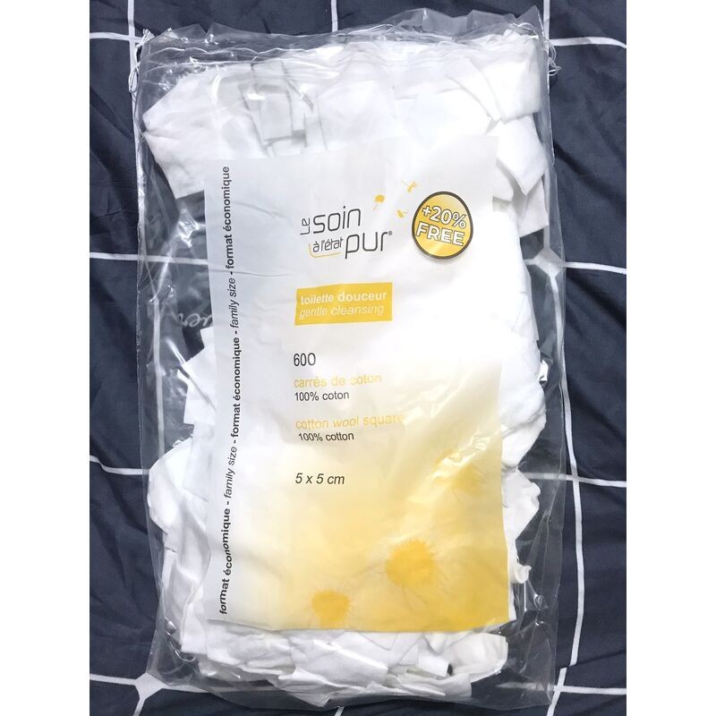 Bông Tẩy Trang Tetra Le Soin Laretat Pur 100% cotton 600 Miếng Của Pháp chính hãng