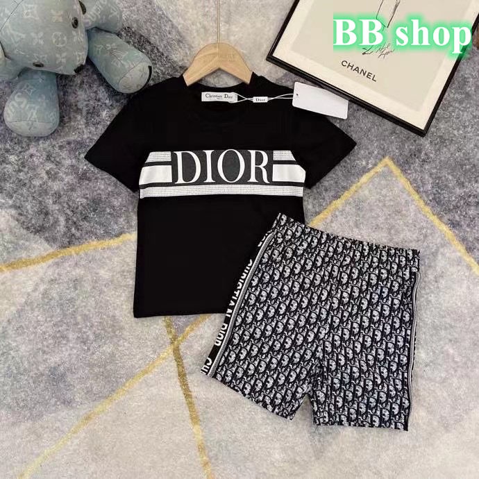 Dior Set Đồ 2 Món Gồm Áo Thun Tay Ngắn + Quần Ngắn Thời Trang Cho Bé Trai Và Bé Gái