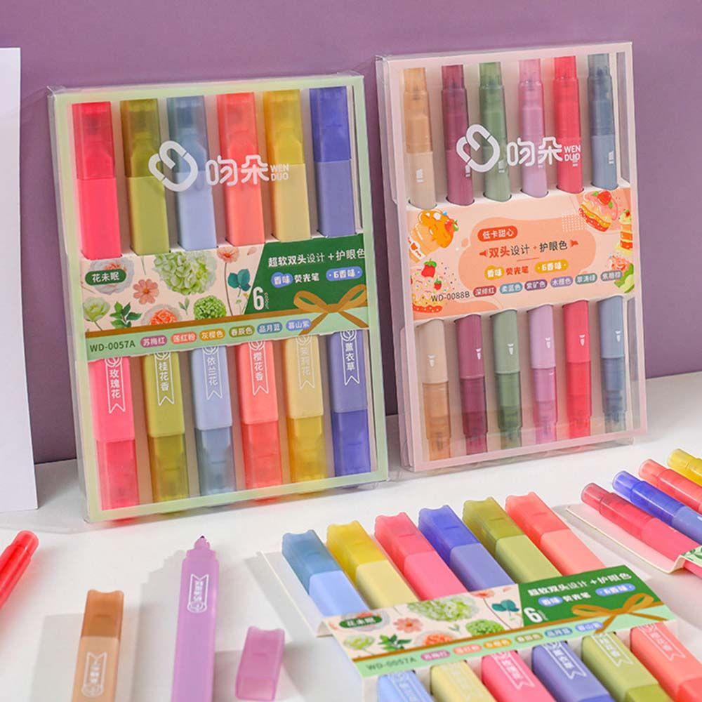 PATRICIA Bút Đánh Dấu Hai Đầu Mềm Mại Nhiều Màu Sắc Dành Cho Học Sinh