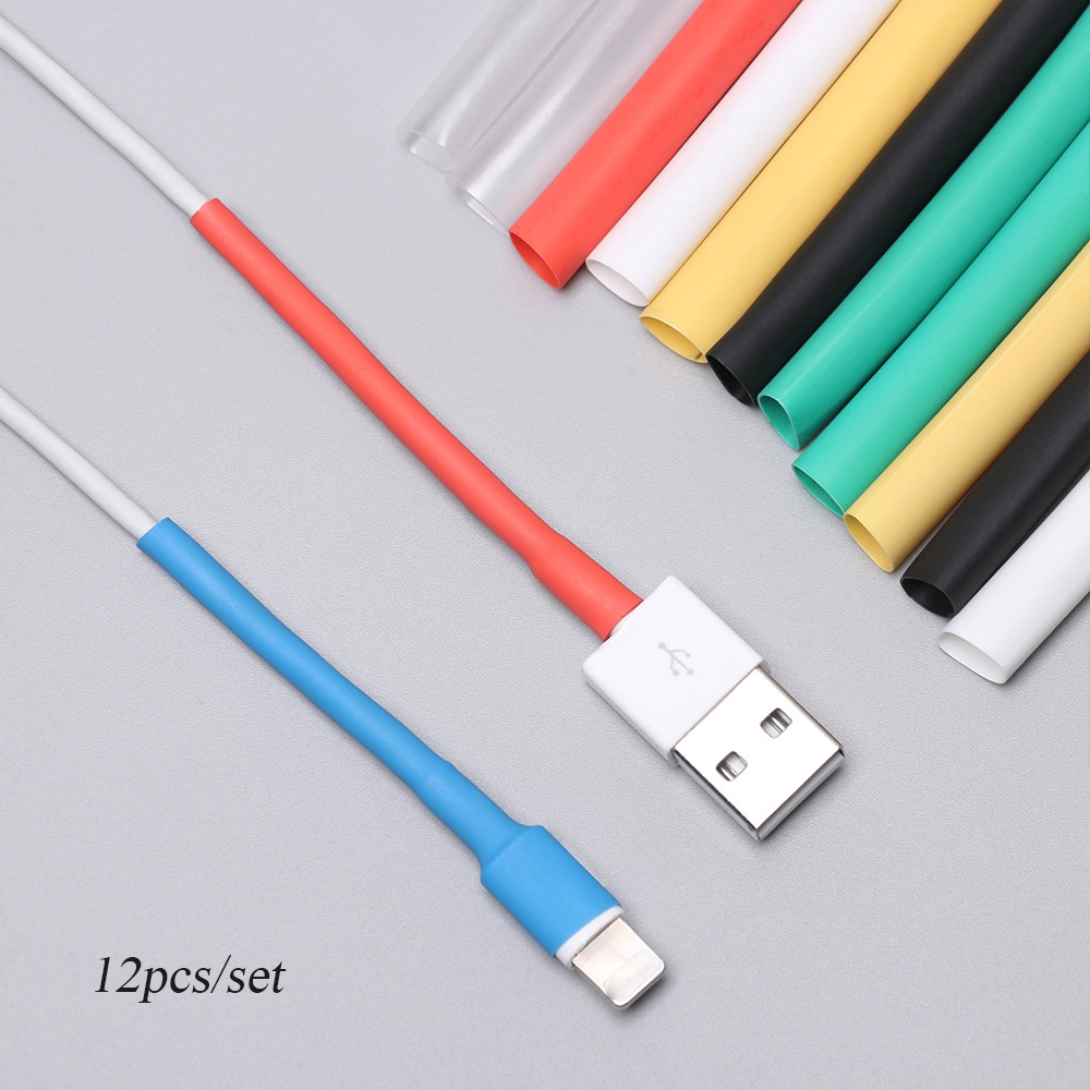 Set 12 Ống Bọc Bảo Vệ Dây Cáp Co Nhiệt Nhiều Màu Tiện Dụng