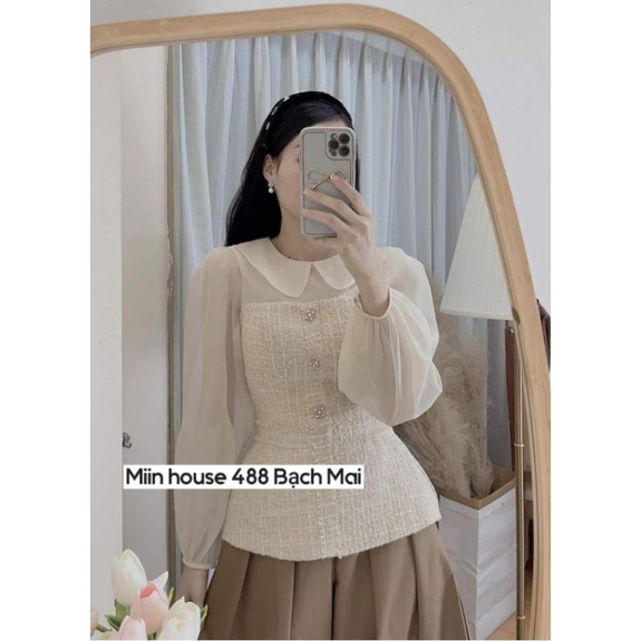 Áo dạ peplum phối tay tơ MIIN