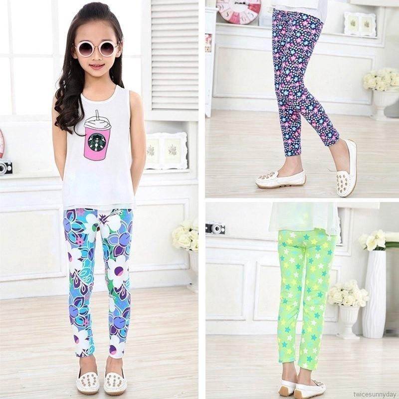 Quần legging phối nhiều họa tiết xinh xắn dành cho bé gái 2-14 tuổi