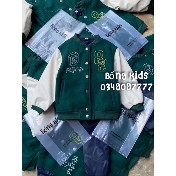 Áo Bomber Dạ Bé Trai Xanh Lục 82 HaM