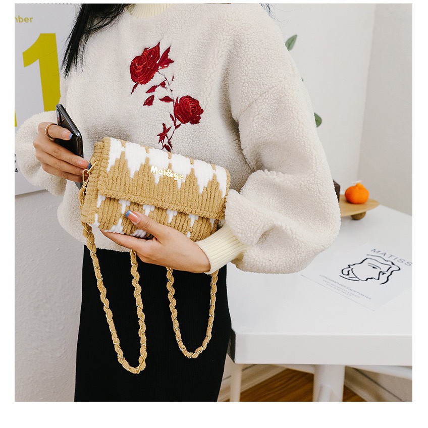 Túi Handmade Hình Răng Cưa ❤️ Ebi Store - Freeship ❤️ Set nguyên liệu tự đan túi DIY