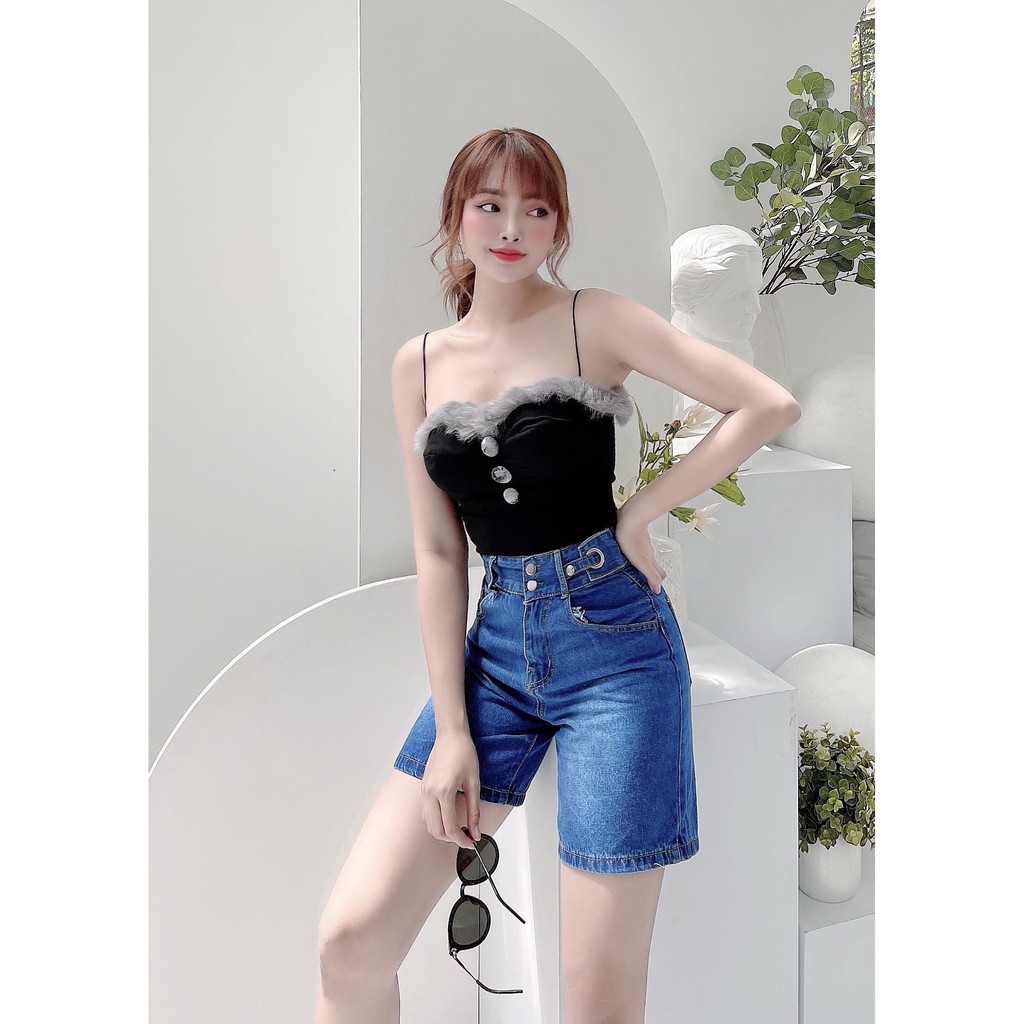[ FREESHIP SIÊU THANH ] QUẦN JEAN NGỐ LỬNG NỮ 3 NÚT FORM CHỮ A LAI CUỐN CỰC TEEN SIÊU TRẺ TRUNG NĂNG ĐỘNG UTI