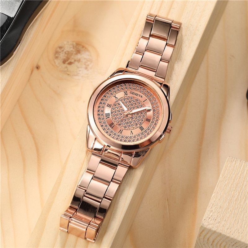 Đồng Hồ Quartz Chất Liệu Thép Không Gỉ, Nhãn Hiệu Geneva