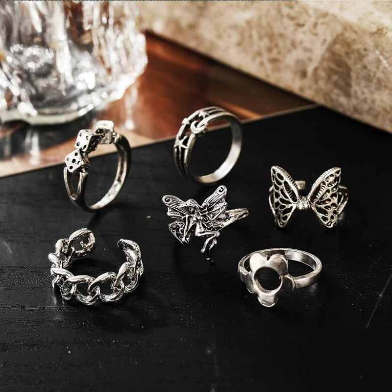 Bộ Nhẫn Đeo Khớp Ngón Tay Họa Tiết Rồng / Trái Tim Phong Cách Hip Hop Âu Mỹ Cổ Điển