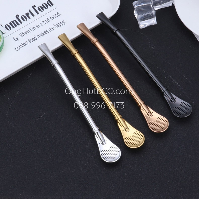 Ống Hút Muỗng Đầu Lọc Dài 15.5 - 21cm Nhiều Màu