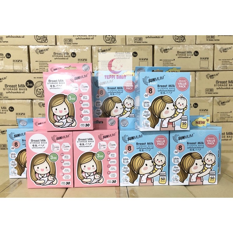 Túi trữ sữa Sunmum, túi đựng sữa mẹ cho bé, an toàn tiện lợi 100ml 250ml