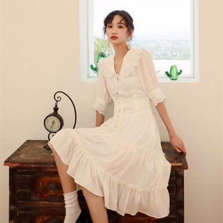 [ORDER] Đầm trắng bèo tầng (ảnh thật từ ảnh 7)