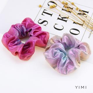 💞Yimi💞Dây Buộc Tóc Cao Su Co Giãn Họa Tiết Kẻ Sọc Màu Sắc Đơn Giản Phong Cách Hàn Quốc Cổ Điển Thời Trang Cho Nữ